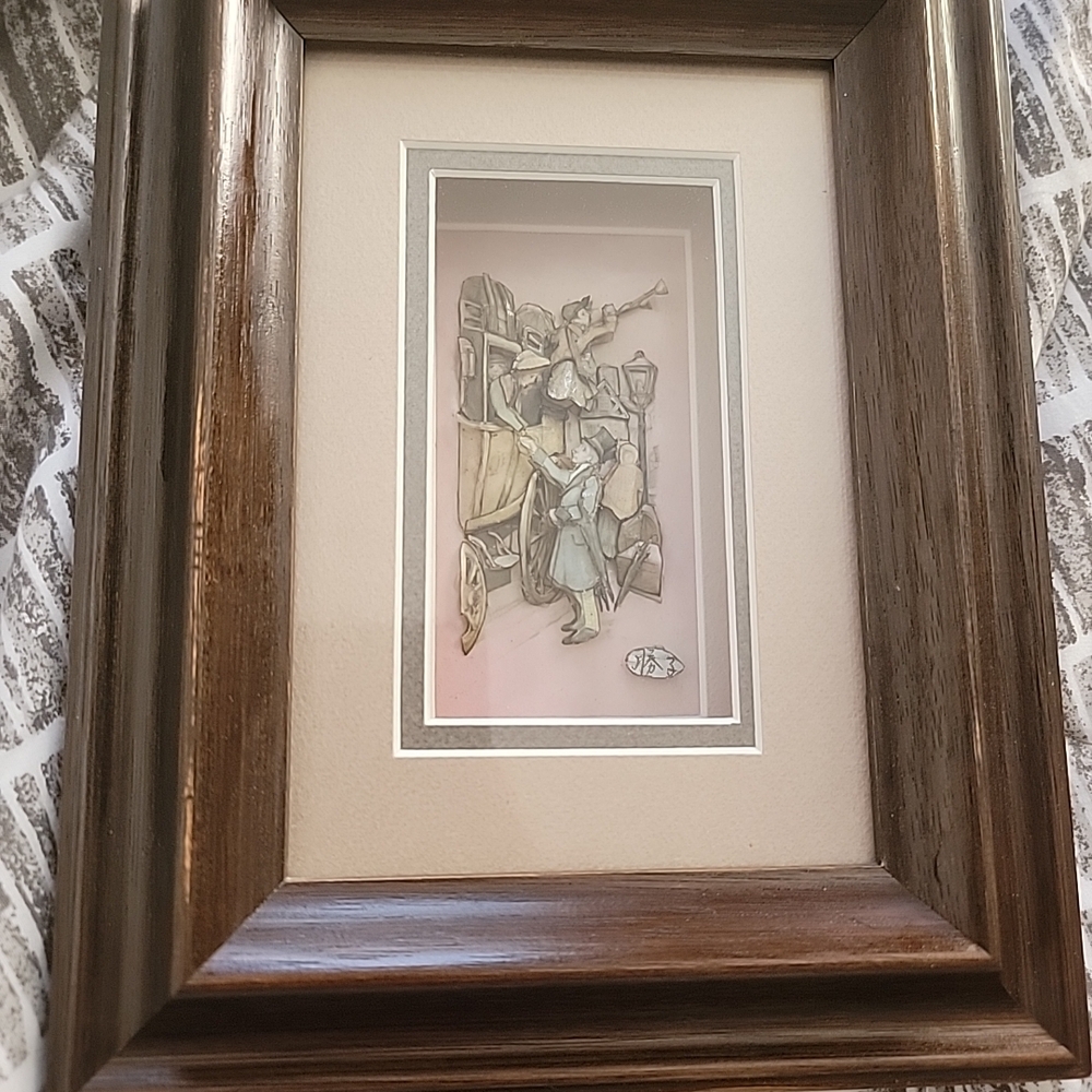 Framed Vintage Art Print‎ with Brown Frame